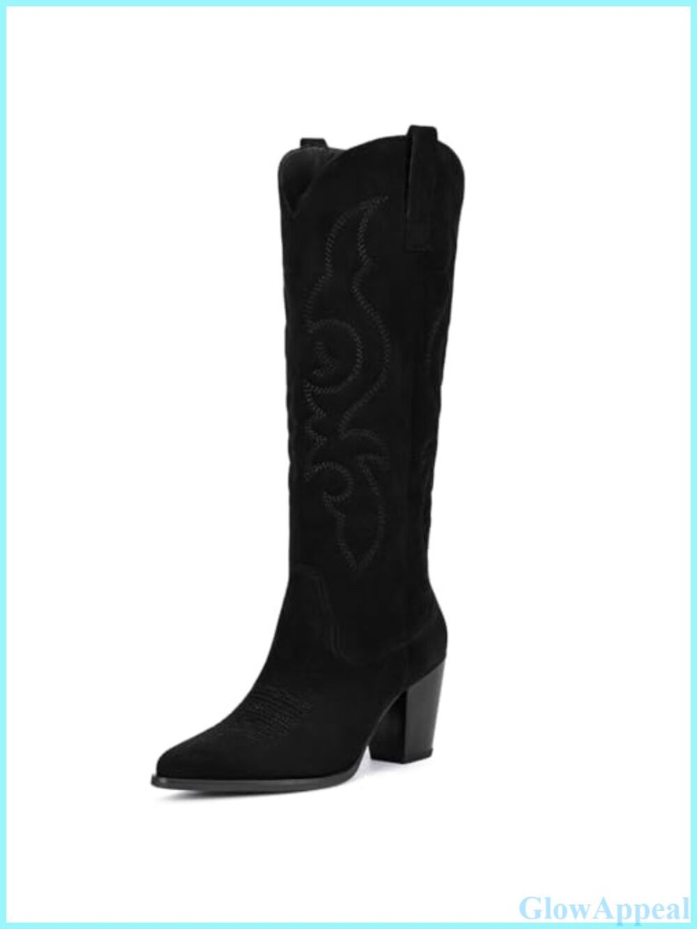 Suede Cowboy Boots Knee High Western Cowgirl Boots Side Zipper